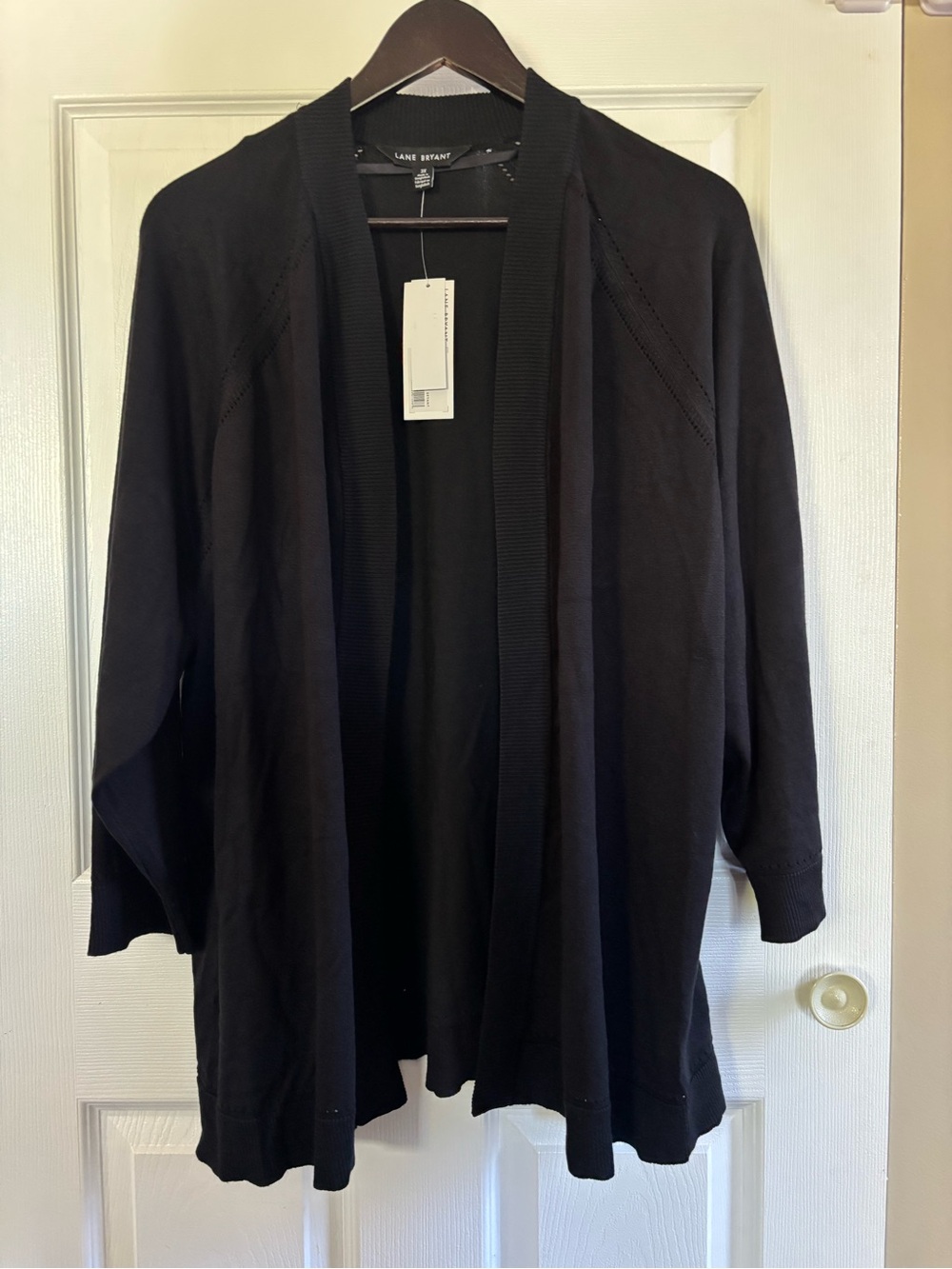 Lane Bryant Black Open-Front Knit Cardigan